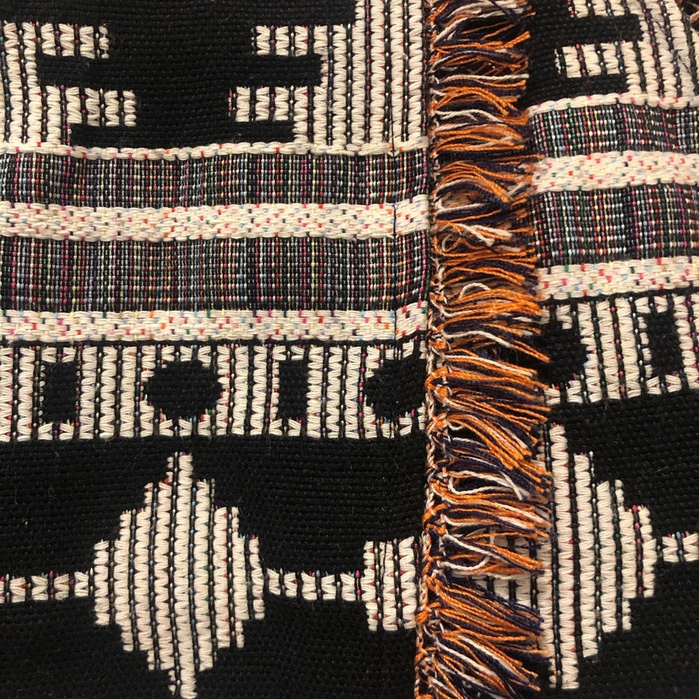 MUST GO 7/26! Molly Bracken Aztec Black and White Shorts with Multi Color Fringe - Picture 4 of 8